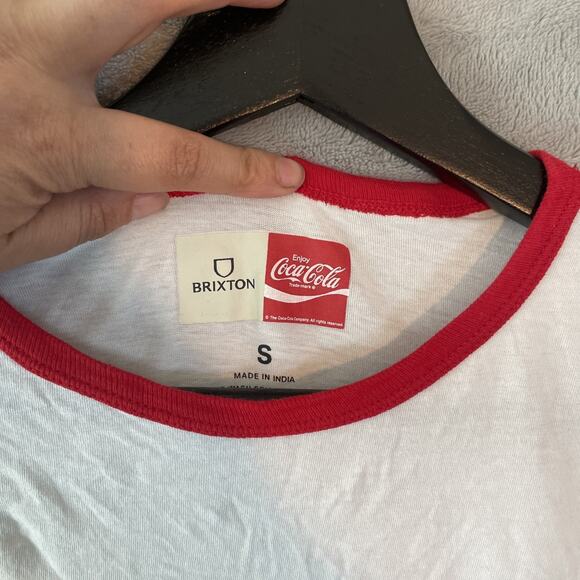Vintage 90s Y2K Brixton x Coca-Cola Graphic T-Shirt Ringer Tee Men's Size S - Picture 3 of 5